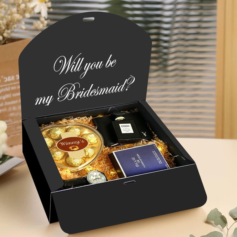 10 PCS Boxes with Lids, 10.6x7.8x3.1 Inch Kraft Paper, Black Gift Boxes with Rib - Picture 2 of 8
